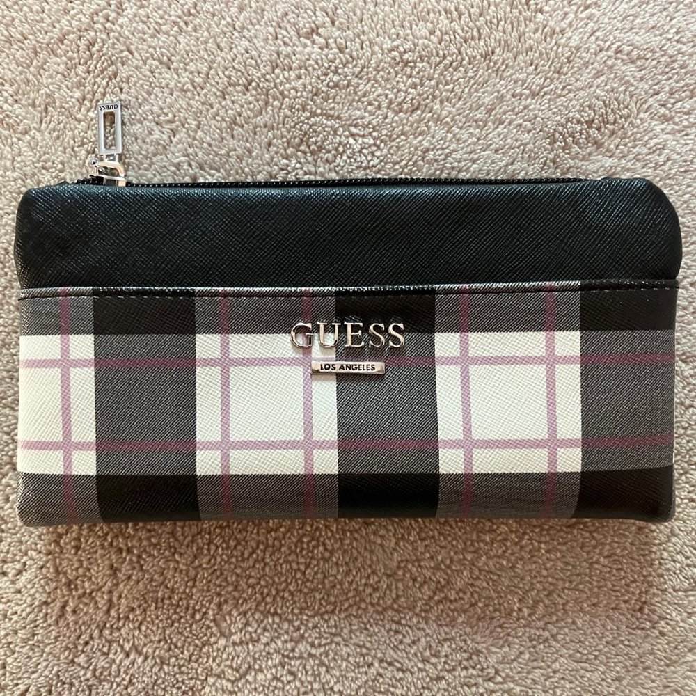 Guess Tartan Plaid Lavender Black Grey Wallet